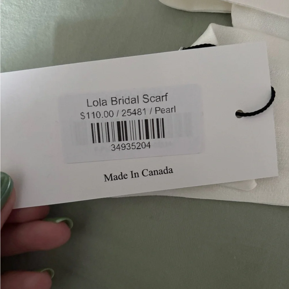 Park & Fifth White Satin Neck Wrap Scarf - Picture 6 of 7